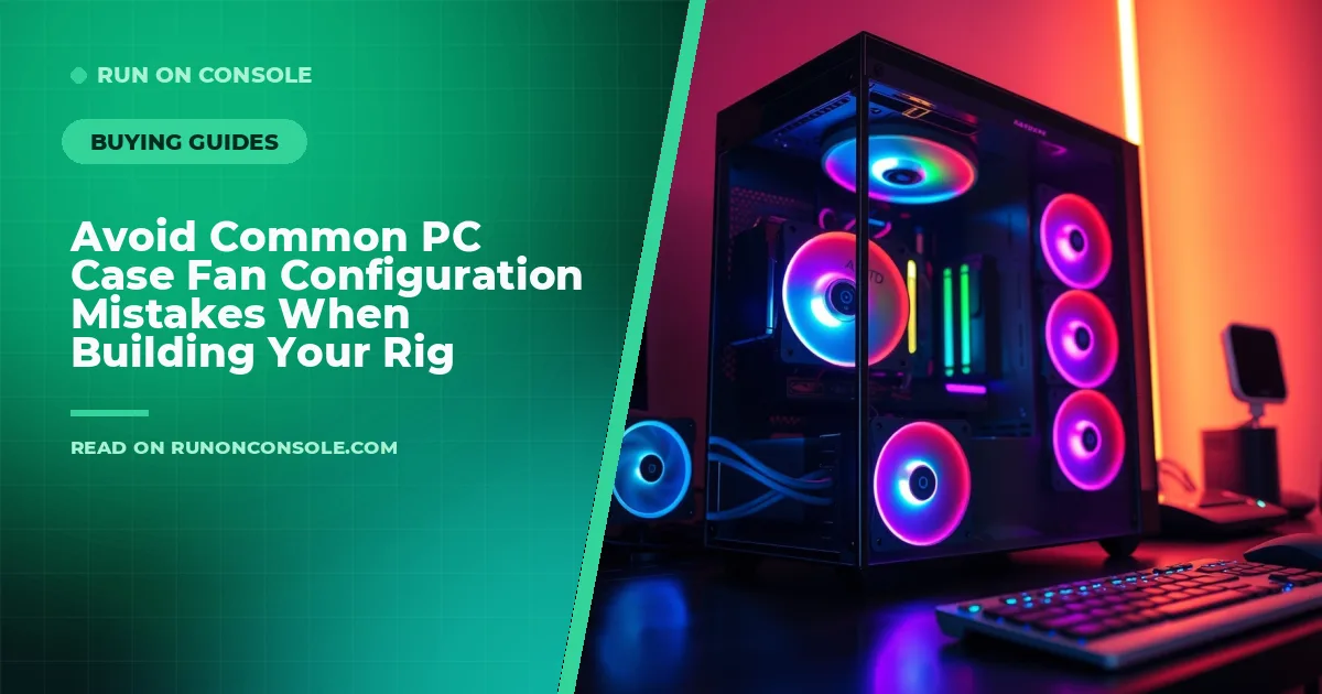 Open PC case with neatly arranged fans showing airflow direction arrows