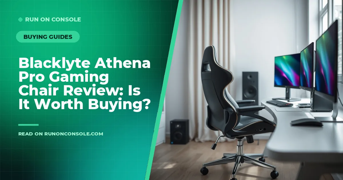 Blacklyte Athena Pro Gaming Chair in a dimly lit gaming room with neon lighting