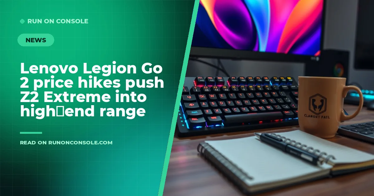 Lenovo Legion Go 2 handheld with illuminated keyboard on a desk