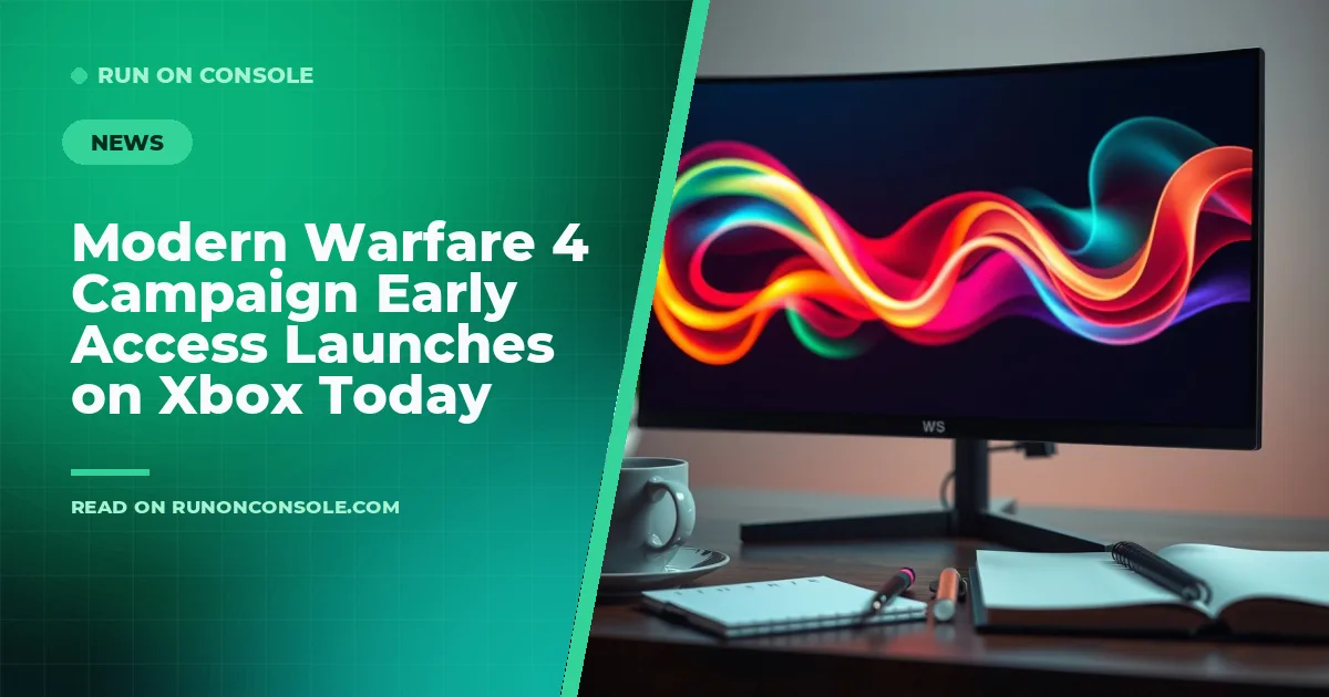 Xbox controller on a TV screen showing the Modern Warfare 4 campaign menu