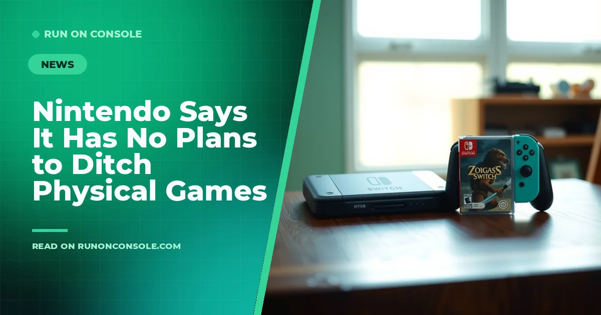 Nintendo Switch cartridge beside a console, emphasizing physical game media
