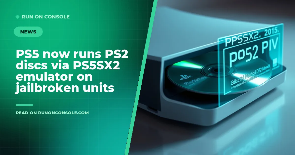 Jailbroken PS5 with a PS2 DVD inserted and emulator UI overlay